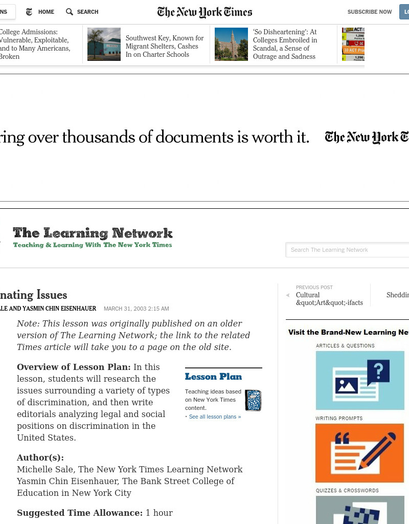 Discriminating Issues Lesson Plan