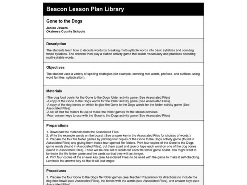 Gone to the Dogs Lesson Plan