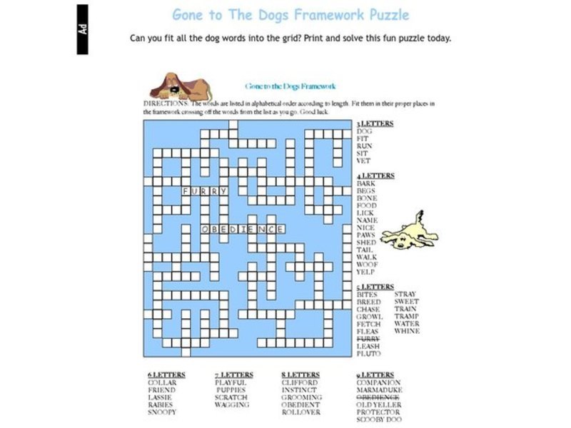 Gone To The Dogs Framework Worksheet
