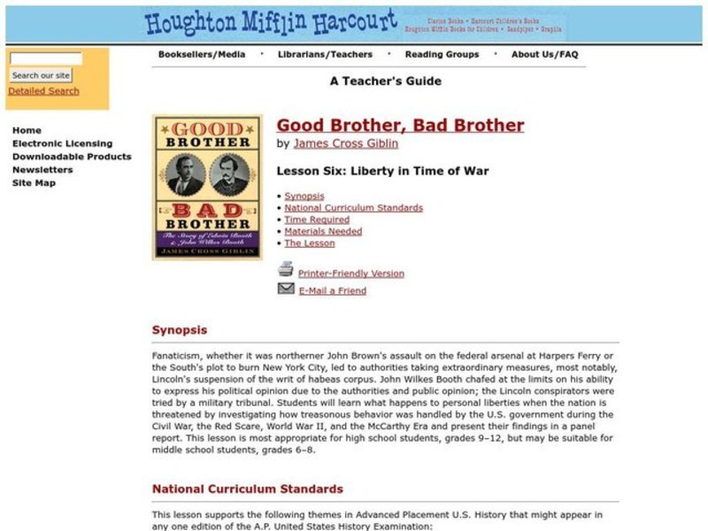 Good Brother, Bad Brother Lesson Plan
