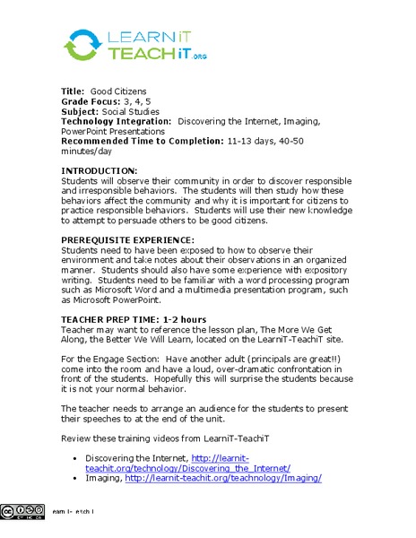 Good Citizens Lesson Plan