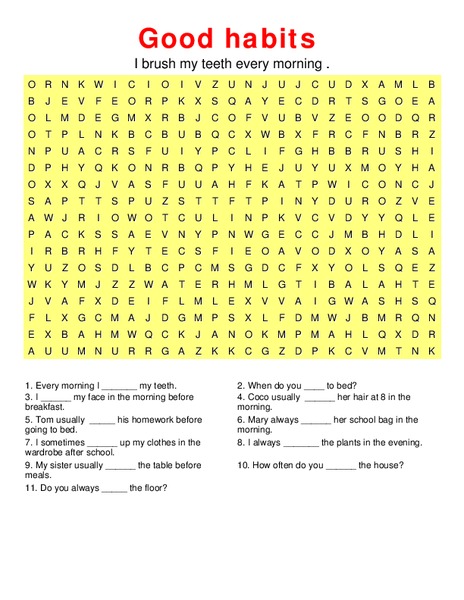 Good Habits Worksheet