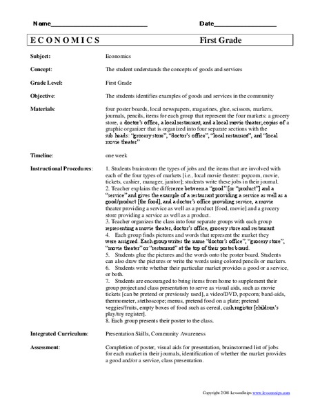 Goods and Services Lesson Plan