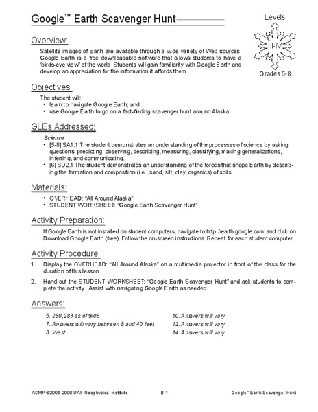Google Earth Scavenger Hunt Lesson Plan