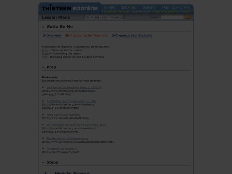 Gotta Be Me Lesson Plan