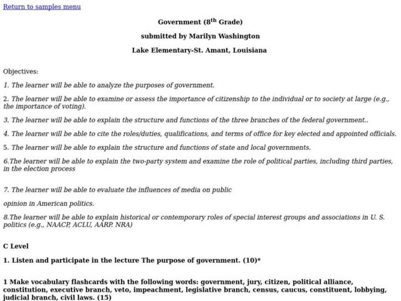 Government Lesson Plan
