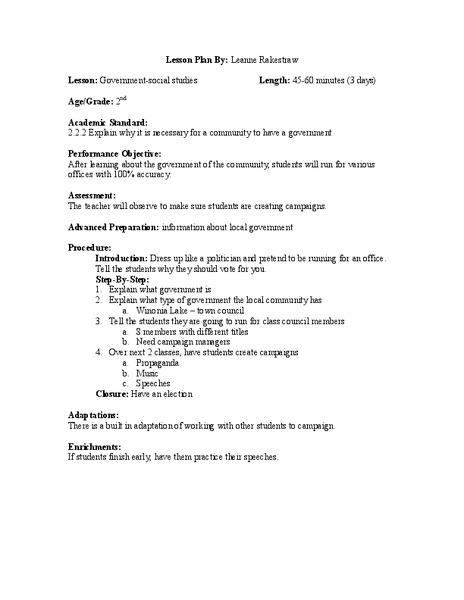 Government Lesson Plan