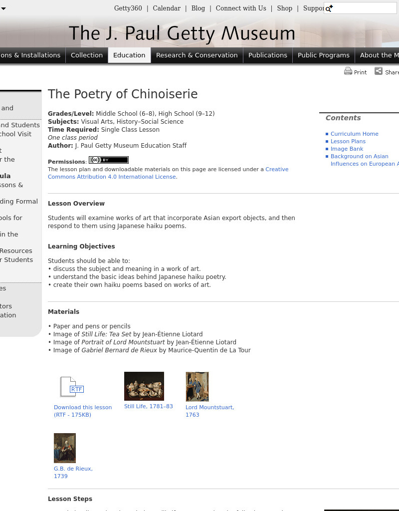 The Poetry Of Chinoiserie Lesson Plan