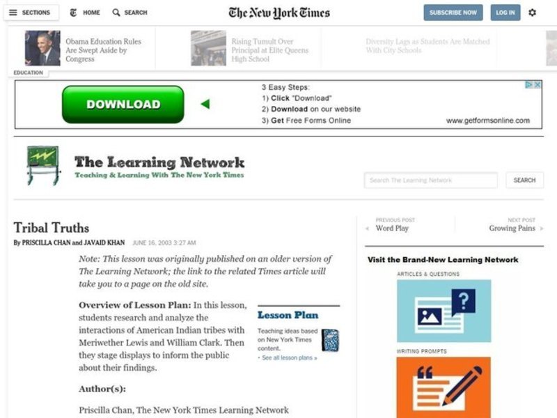 Tribal Truths Lesson Plan