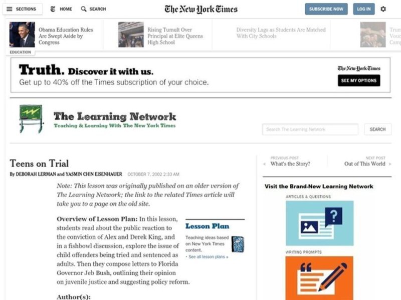 Teens on Trial Lesson Plan