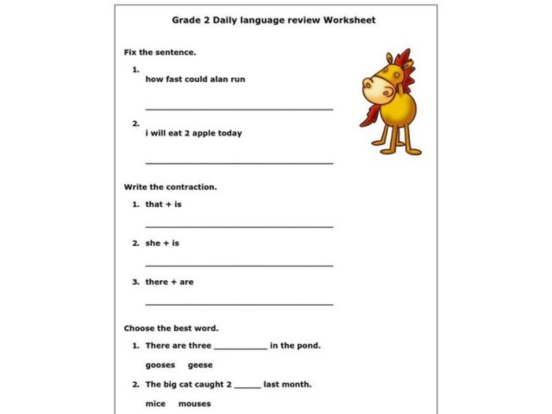 Grade 2 Daily Language Review Worksheet Worksheet