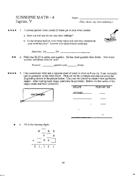 Grade 4 Mixed Math Practice Worksheet
