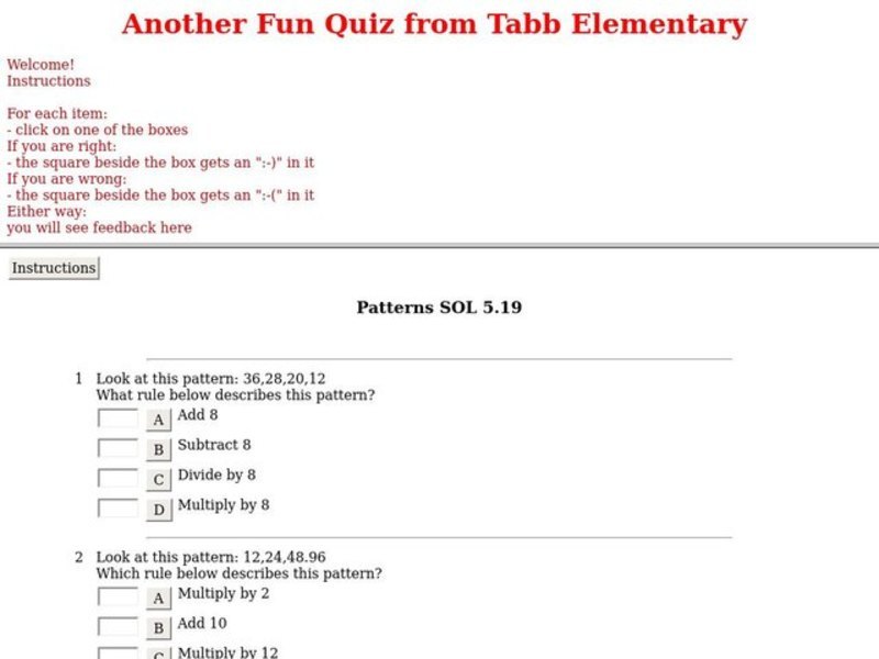 Grade 5 Math Quiz Interactive