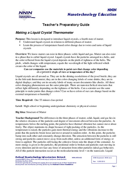 Making a Liquid Crystal Thermometer Lesson Plan