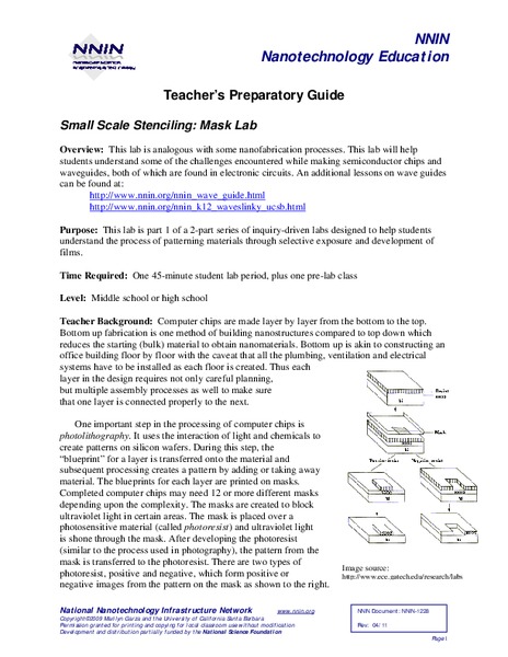Small Scale Stenciling: Mask Lab Lesson Plan