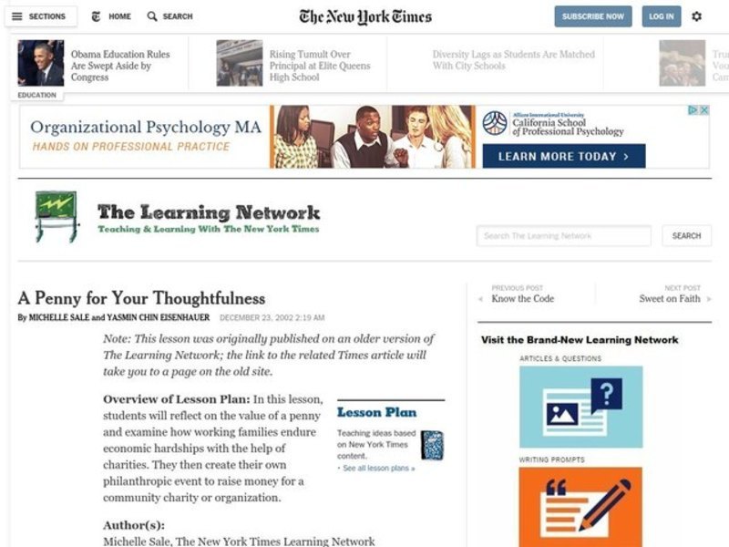 A Penny for Your Thoughtfulness Lesson Plan