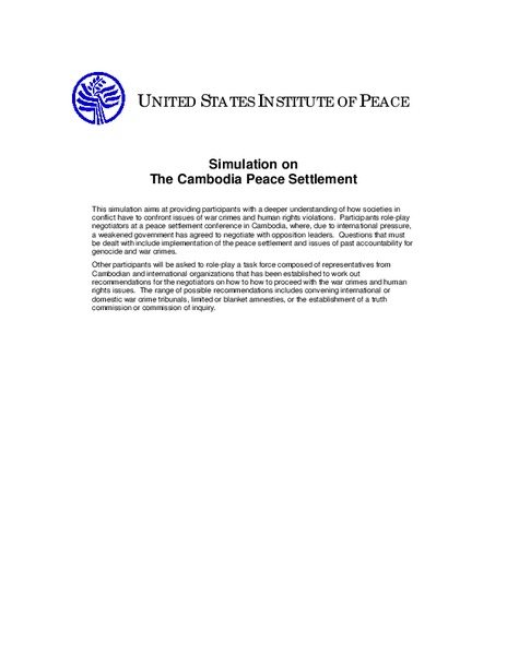 Simulation on The Cambodia Peace Settlement Activity
