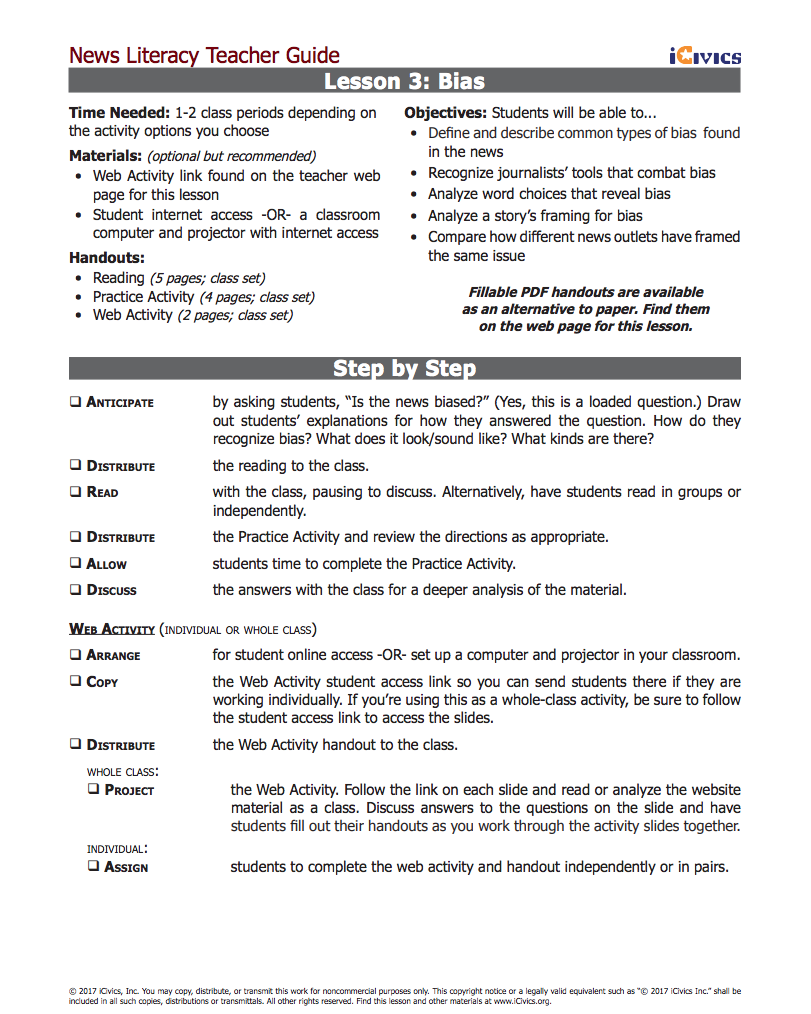 Lesson 3: Bias Lesson Plan