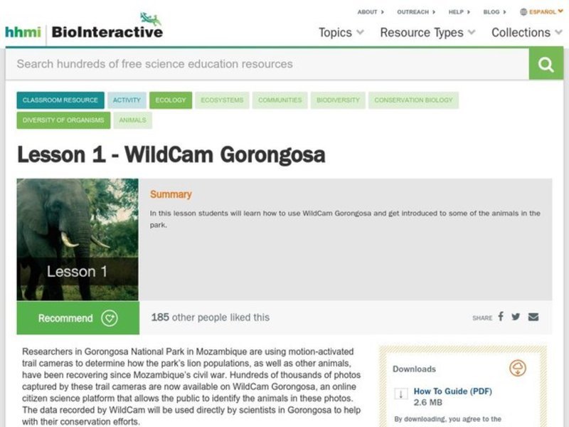 Lesson 1: WildCam Gorongosa Lesson Plan