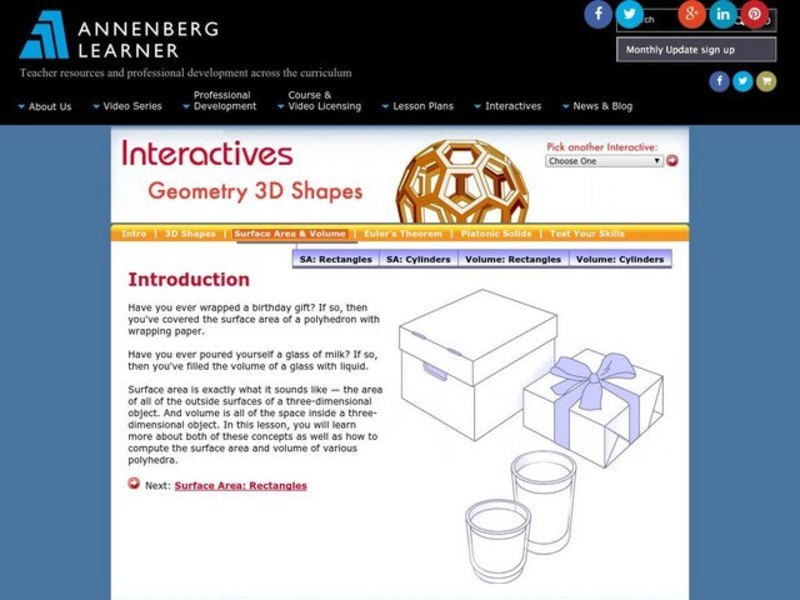 Geometry 3D Shapes: Surface Area and Volume Interactive
