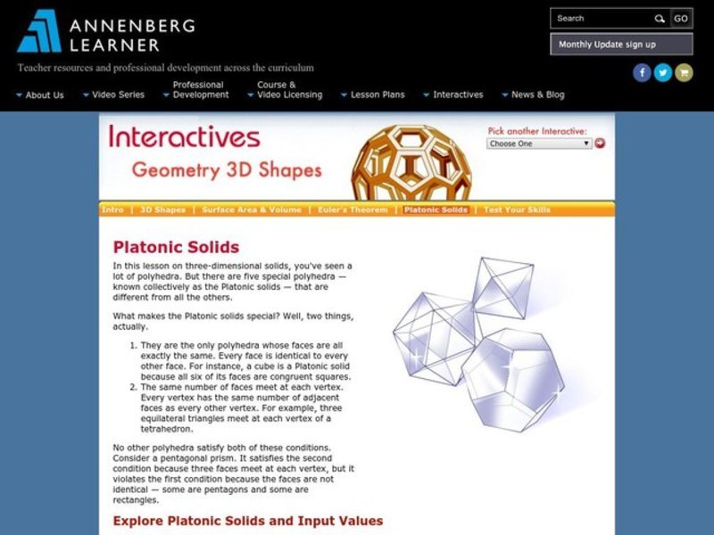 Geometry 3D Shapes: Platonic Solids Interactive