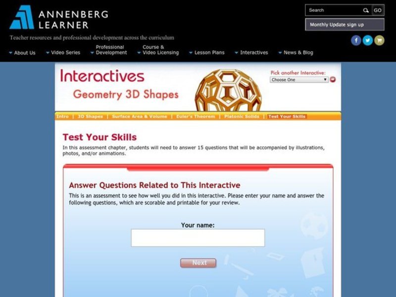 Geometry 3D Shapes: Test Your Skills Interactive