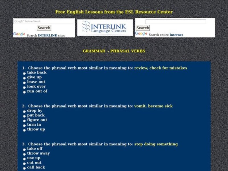 Grammar - Phrasal Verbs Worksheet