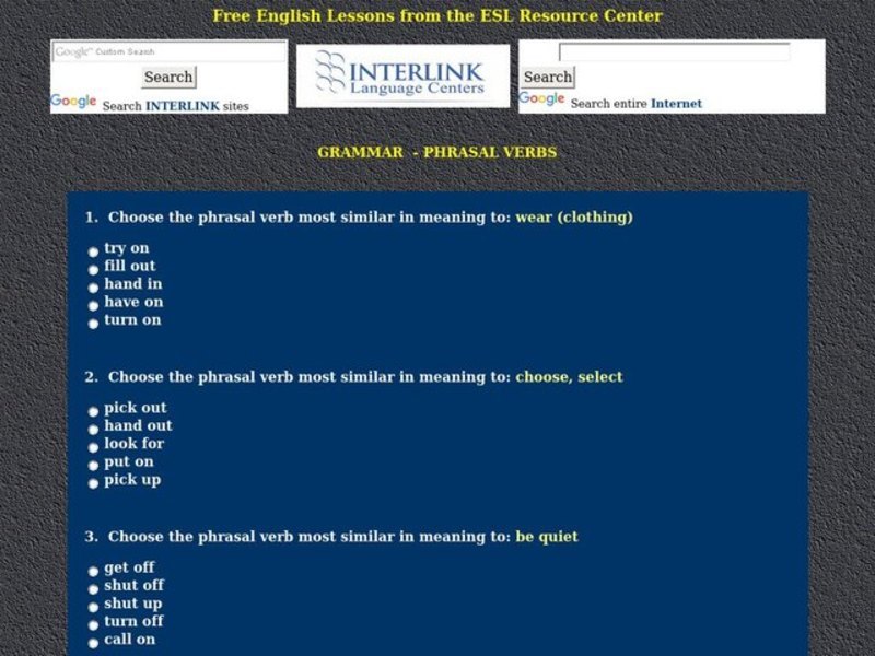 Grammar - Phrasal Verbs Worksheet