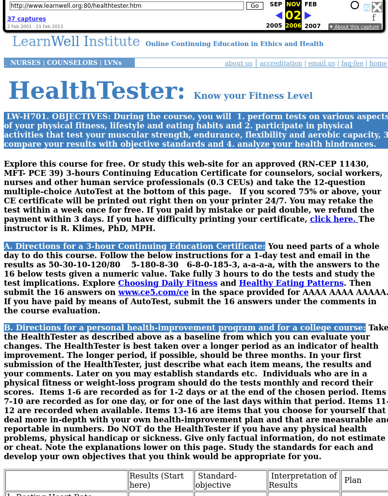 HealthTester: Know your Fitness Level Lesson Plan