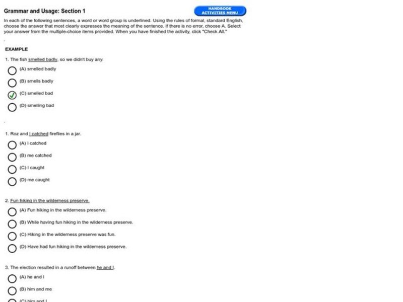 Grammar and Usage: Section 2, #2 Interactive