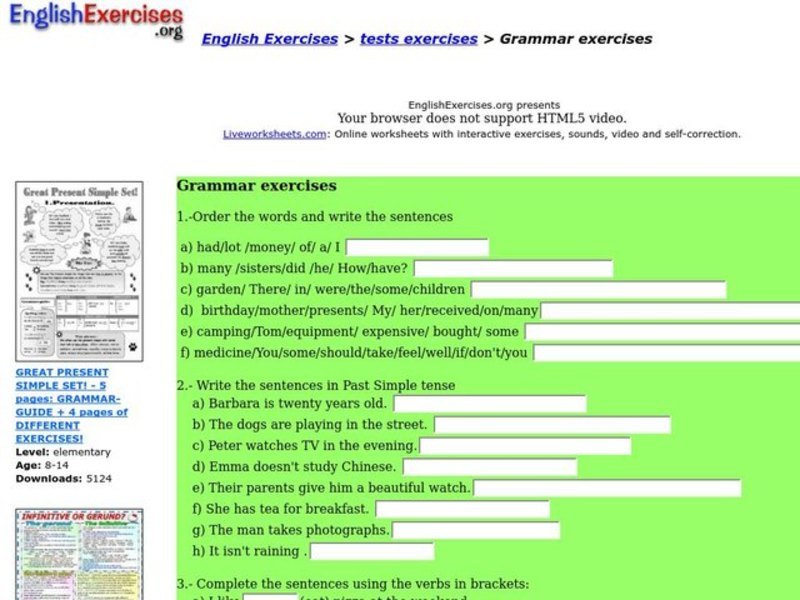 Grammar Exercises Interactive