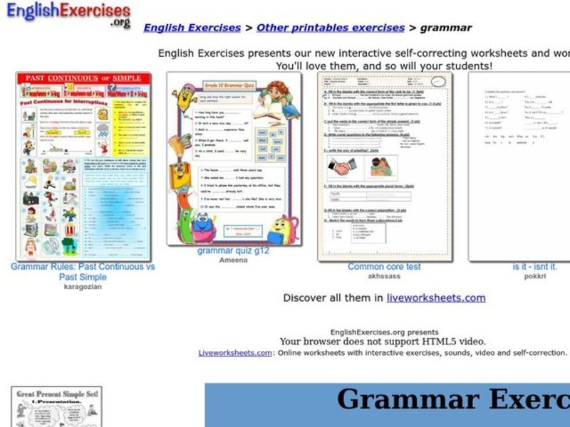 Grammar Exercises Interactive