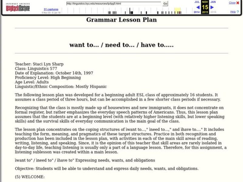 Grammar Lesson Plan Lesson Plan