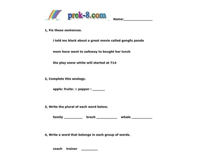 Grammar Practice Worksheet