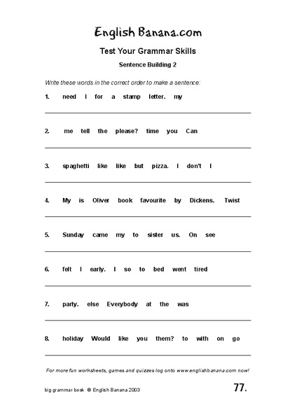 Grammar Skills Worksheet
