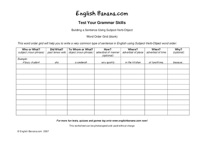 Grammar Skills Worksheet