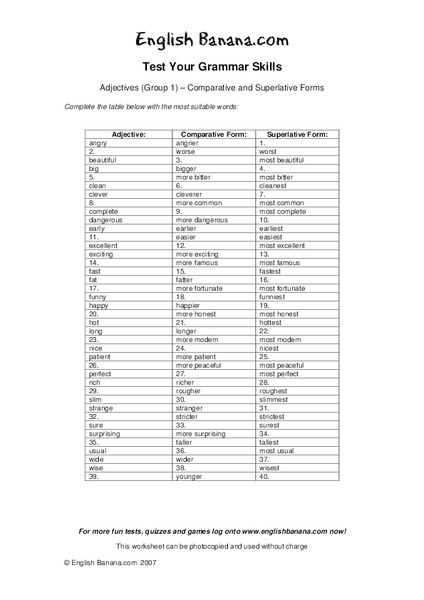 Grammar Skills Worksheet