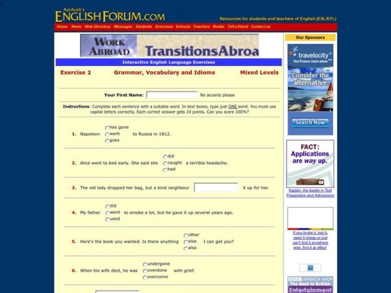 Grammar, Vocabulary, and Idioms Interactive