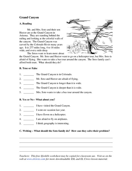 Grand Canyon Worksheet