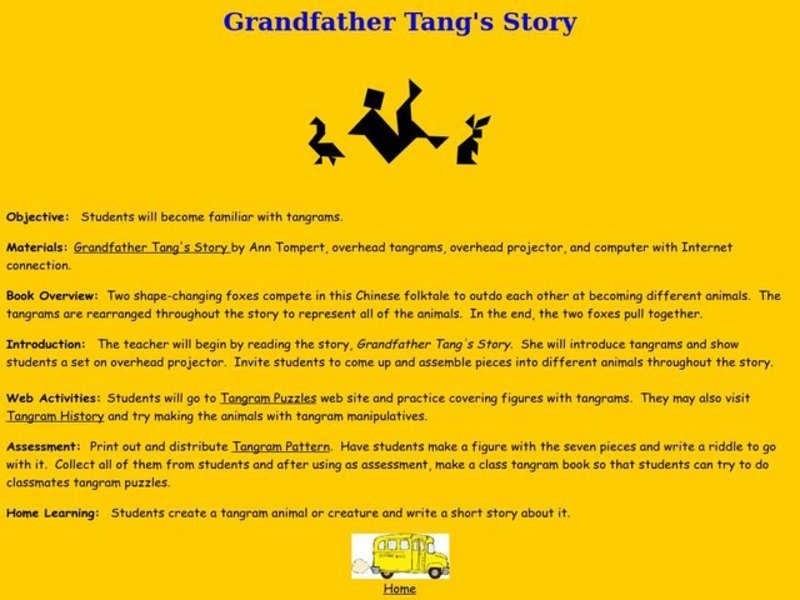 Grandfather Tang's Story Lesson Plan