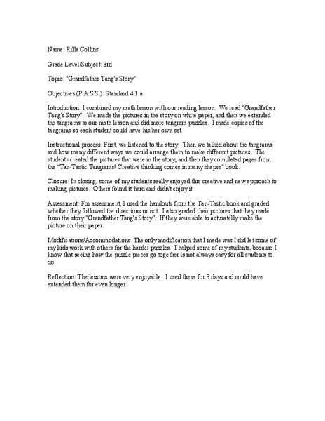 Grandfather Tang's Story Lesson Plan