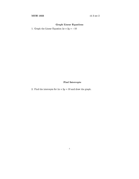 Graph Linear Equations Lesson Plan