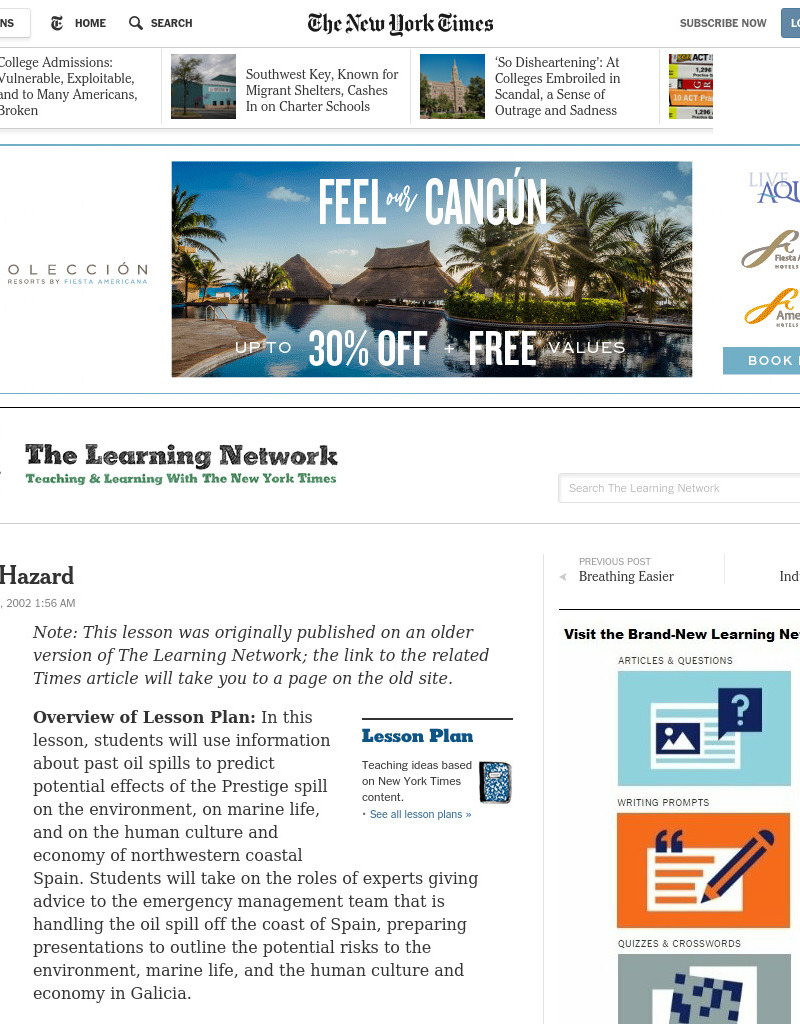 Sunken Hazard Lesson Plan