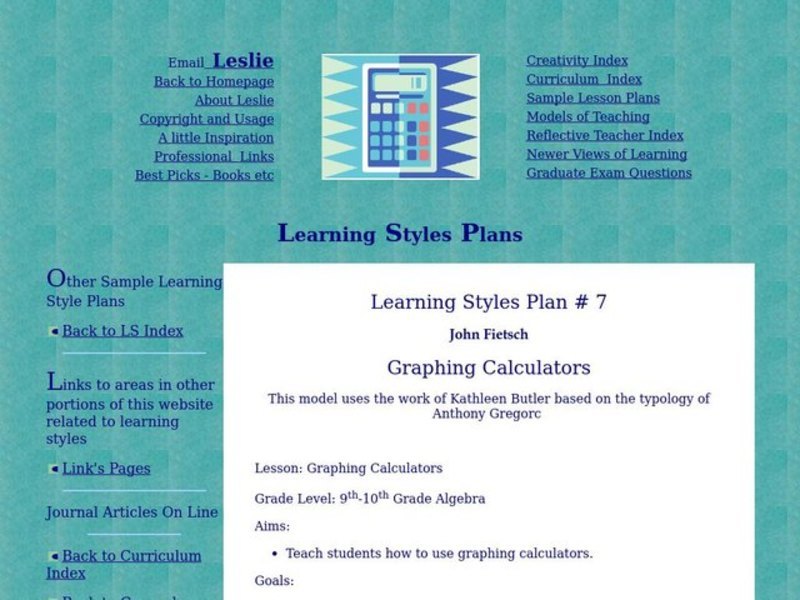 Graphing Calculators Lesson Plan