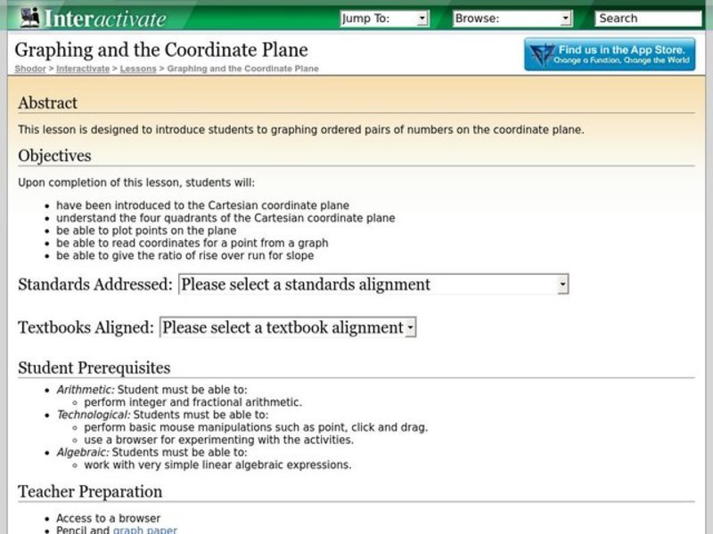 Graphing and the Coordinate Plane Lesson Plan