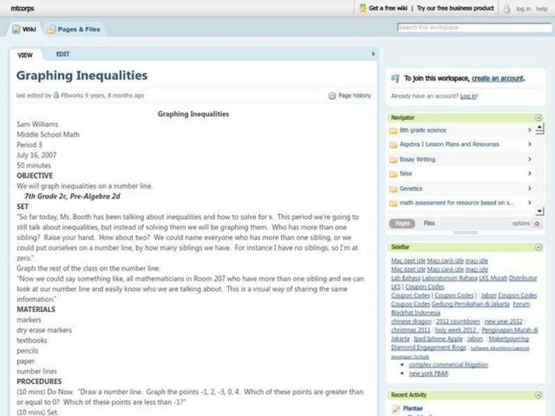 Graphing Inequalities Lesson Plan