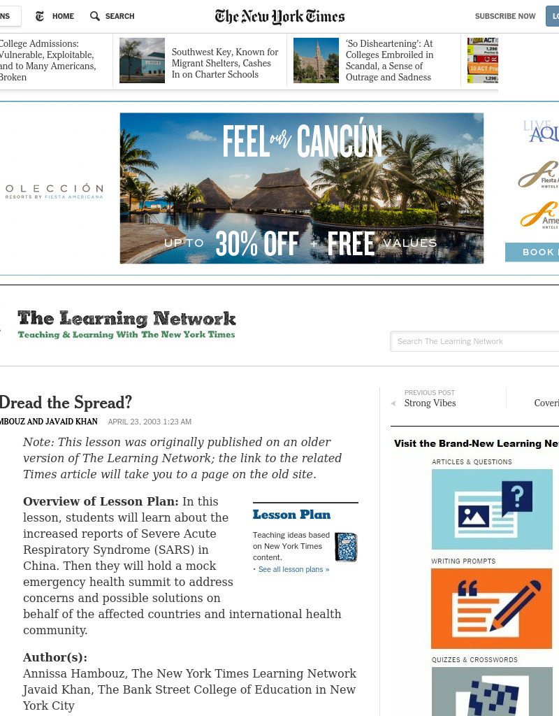 Do You Dread the Spread? Lesson Plan