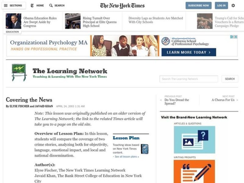 Covering the News Lesson Plan