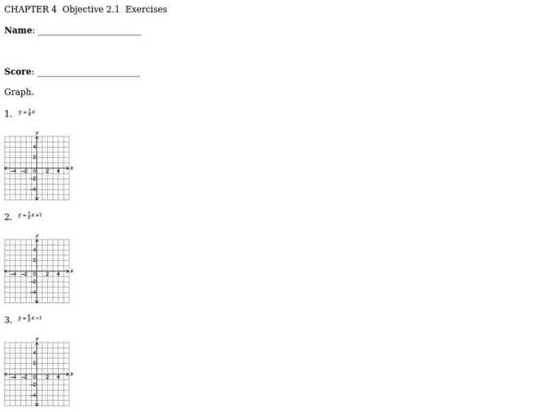 Graphing Linear Equations Worksheet