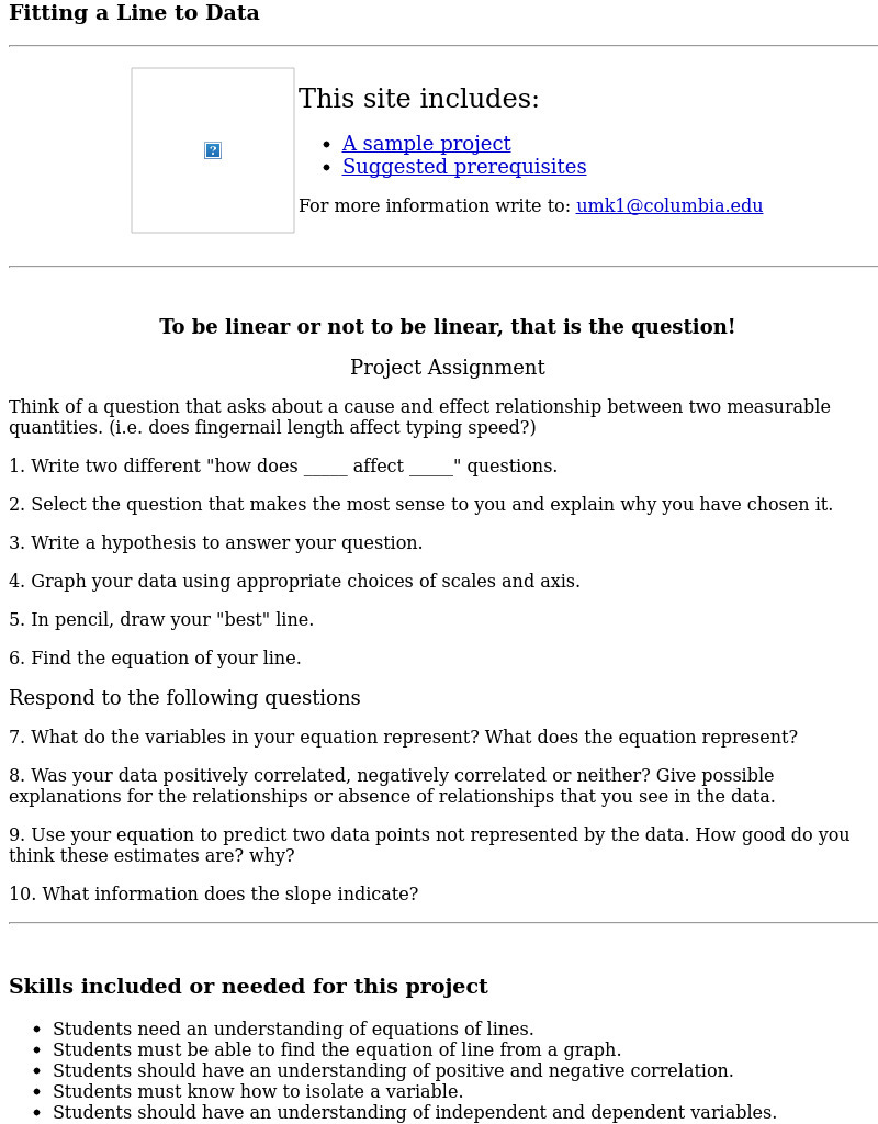 To Be Linear or Not to be Linear, That is the Question Lesson Plan